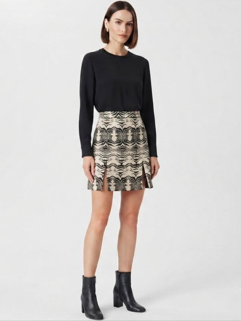 Etcetera Zebra Print Mini Skirt Size 6 Wool Blend Business Casual Pencil